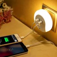 Dusk to Dawn Sensor LED Night Light with Dual USB Wall Plate Charger, 5V 2A Output for Fast Charge