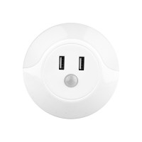 Manufacture  direct sale 2 in 1 light sensor night light with Dual USB charger  led night light with USB